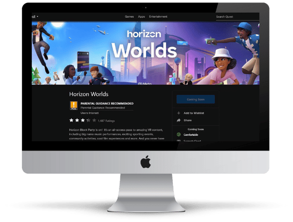 Horizon Worlds Bildschirm
